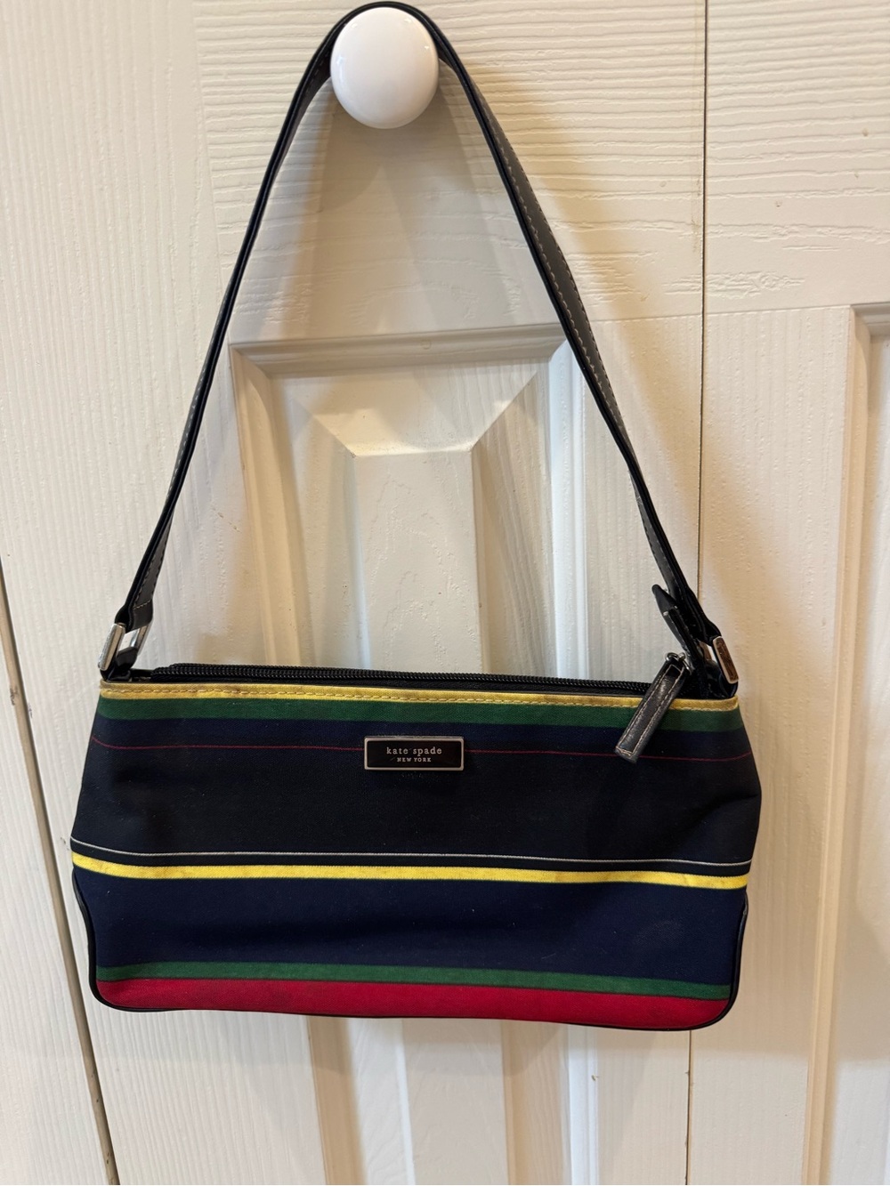 kate spade Navy Shoulder Bag with Multicolor Stripes